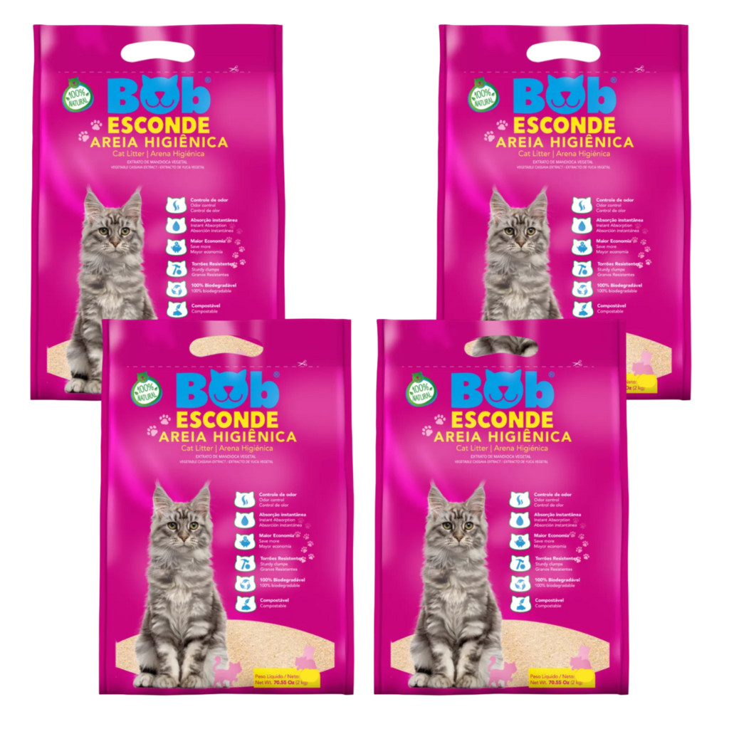 Areia Higiênica Bob Esconde 4kg combo C/4