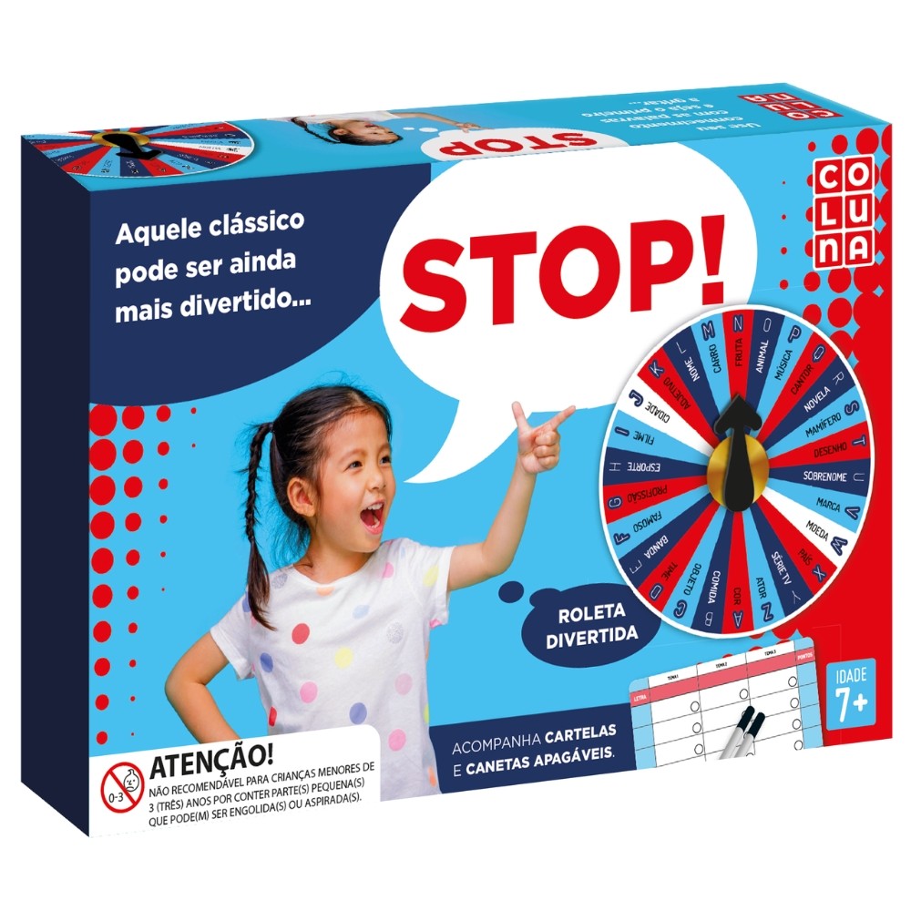JOGO STOP COLUNA BRINQUEDOS PERGUNTAS RESPOSTAS ROLETA TEMAS FAMÍLIA DIVERSÃO TABULEIRO CARTAS MESA em Oferta na Shopee