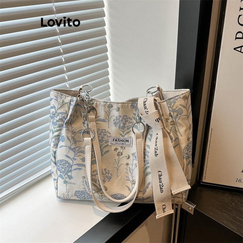 Lovito Bolsa de ombro Casual com bordado Floral de grande capacidade Bolsa para mulheres LFA73044 - Women Bags