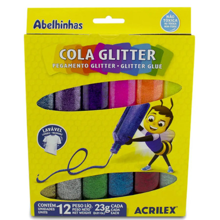 COLA GLITTER 12 CORES 23G ACRILEX