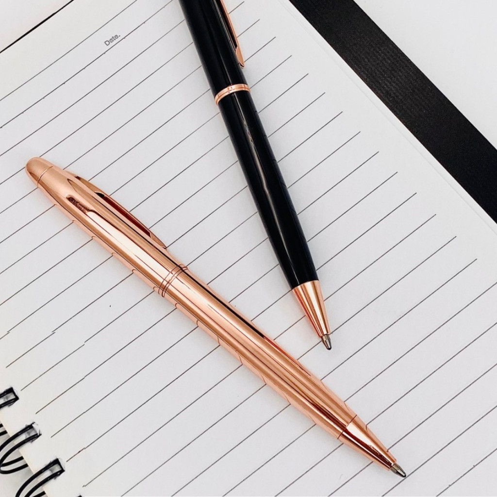 Caneta Esferográfica Luxo Retrátil Premium Recarregável - Rose Gold | Preta em Oferta na Shopee