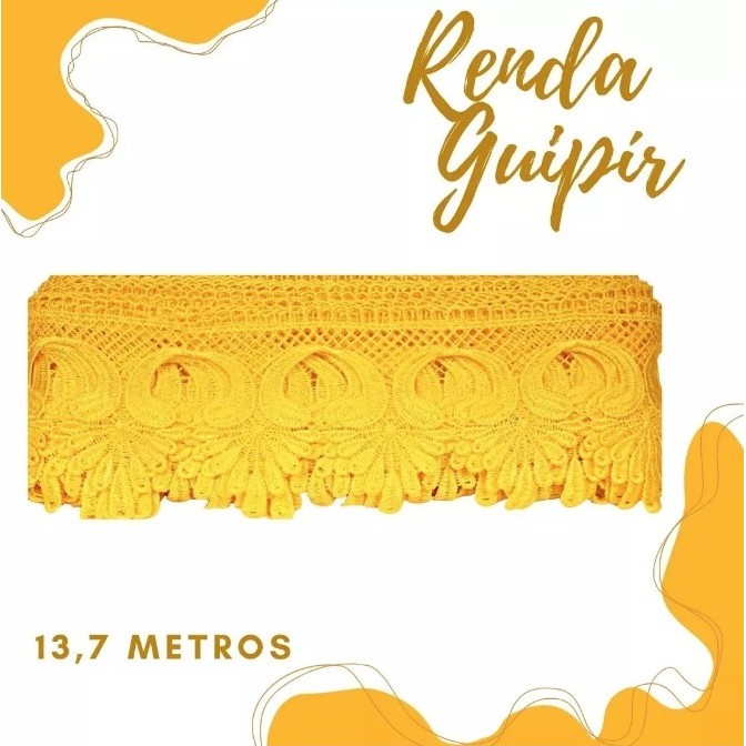 Renda Guipir CHL-643 10.0 Cm -  Rolo C/13.7 Metros Cor:Amarelo-Canario em Oferta na Shopee