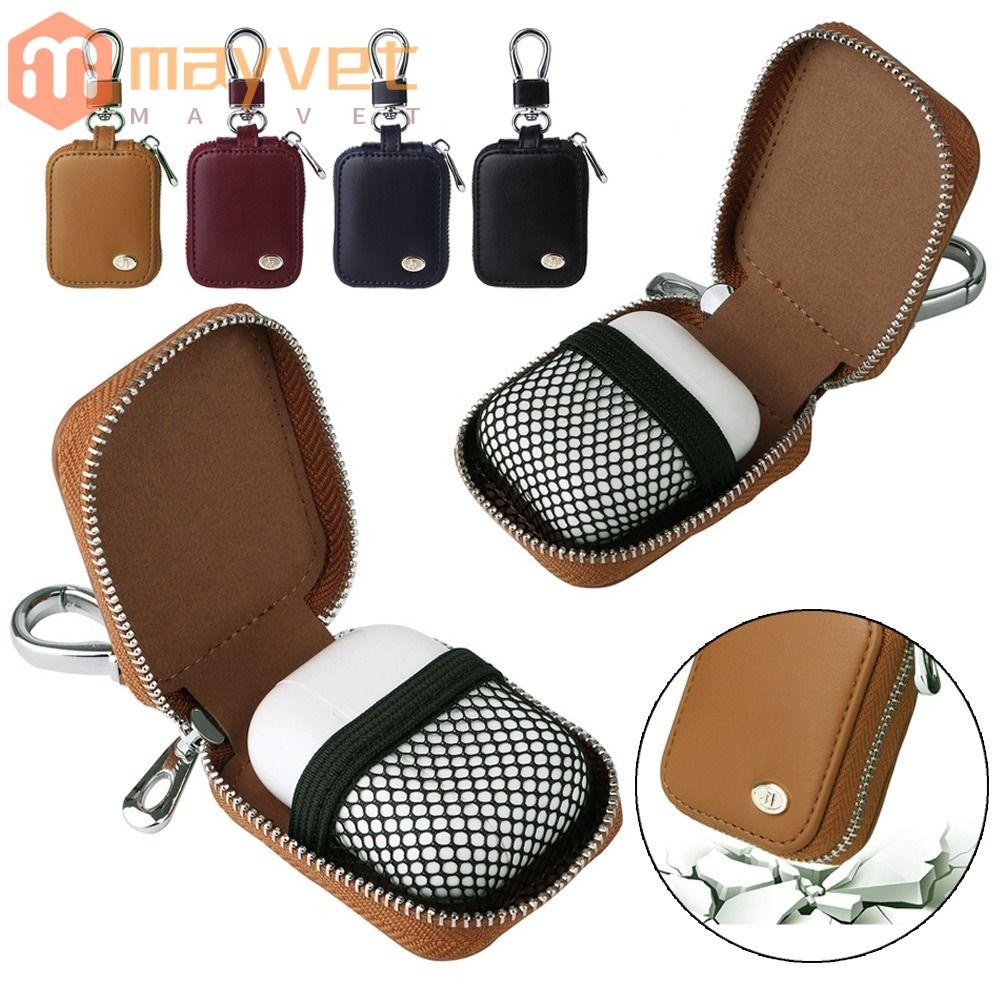 Capa De Couro MAYVET , Proteção Anti-Perda À Prova De Choque , Bolsa De Armazenamento Portátil Para Airpods 3 2 1 em Oferta na Shopee