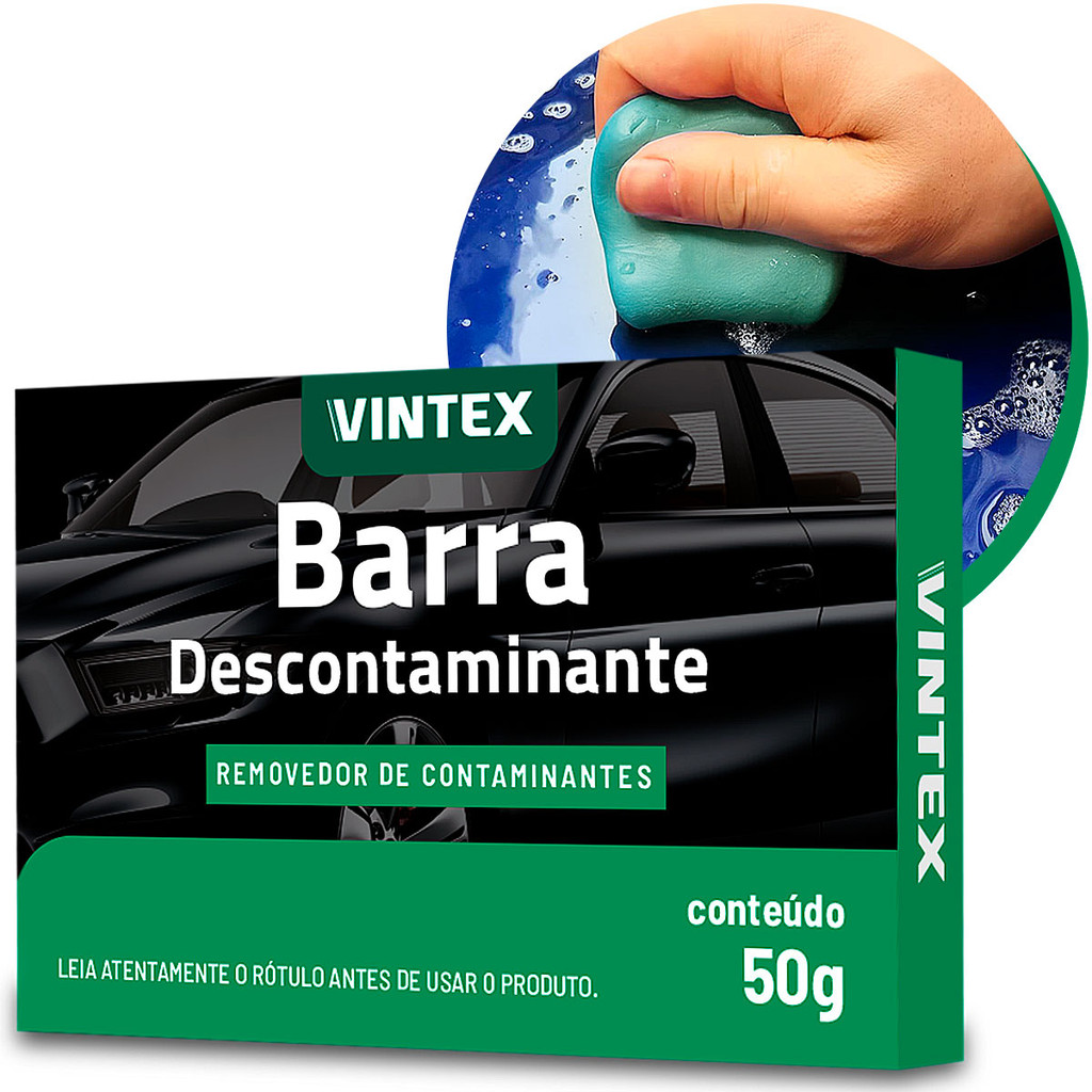 Clay Bar V-Bar 50g Vintex Barra Descontaminante Limpadora Automotiva Pintura Detail