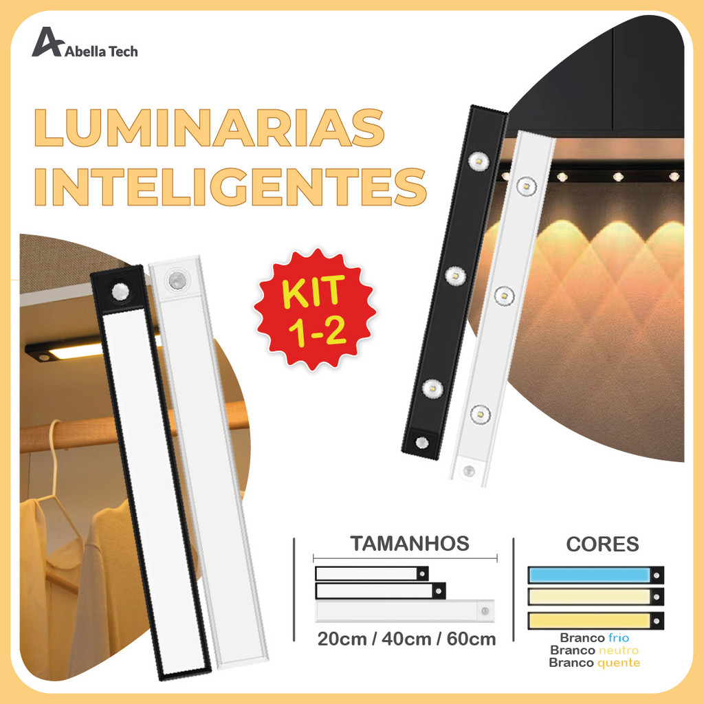 Smart Luminária Inteligente Ultra LED com sensor de movimento sem fio e Recarregável USB em Oferta na Shopee