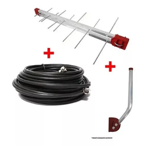 Antena Tv Digital log 16 elementos 4K Externa UHF Digital com Cabo e Mastro