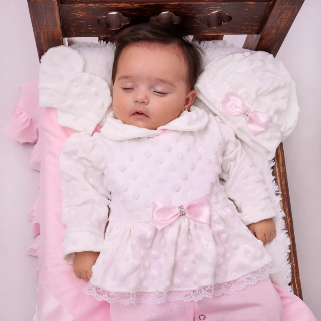 Saída de Maternidade Menina Aconchego Sofia Soft Branco em Oferta na Shopee