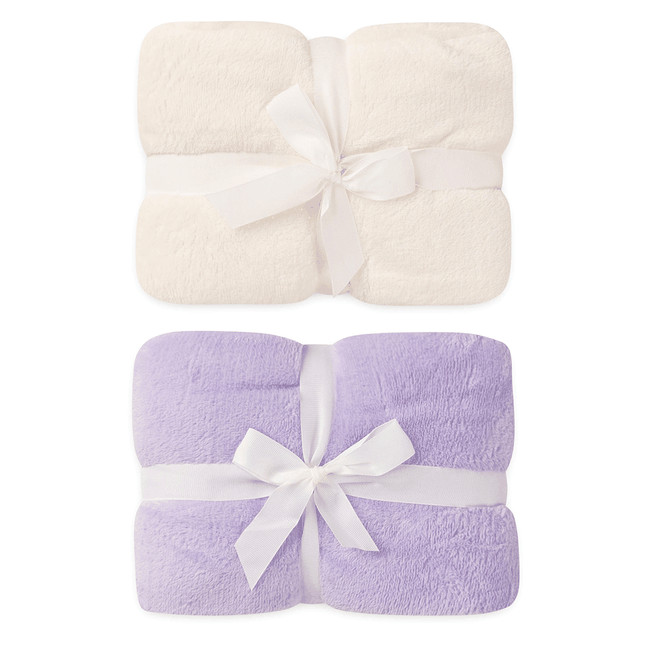 Kit 2 Cobertores Bebê Soft Fleece Creme e Lilás 70cm x 100cm em Oferta na Shopee