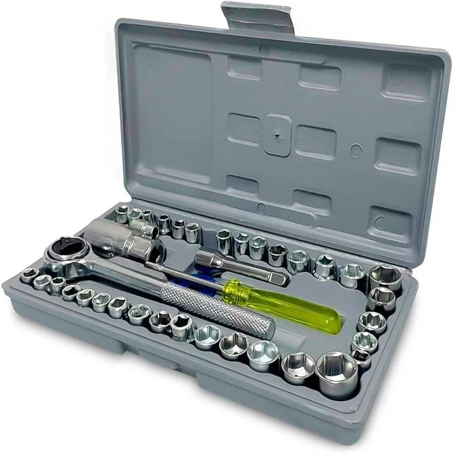 Kit Maleta Jogo Conjunto Chave catraca com soquete 40 peças reversível resistente aço inox em Oferta na Shopee