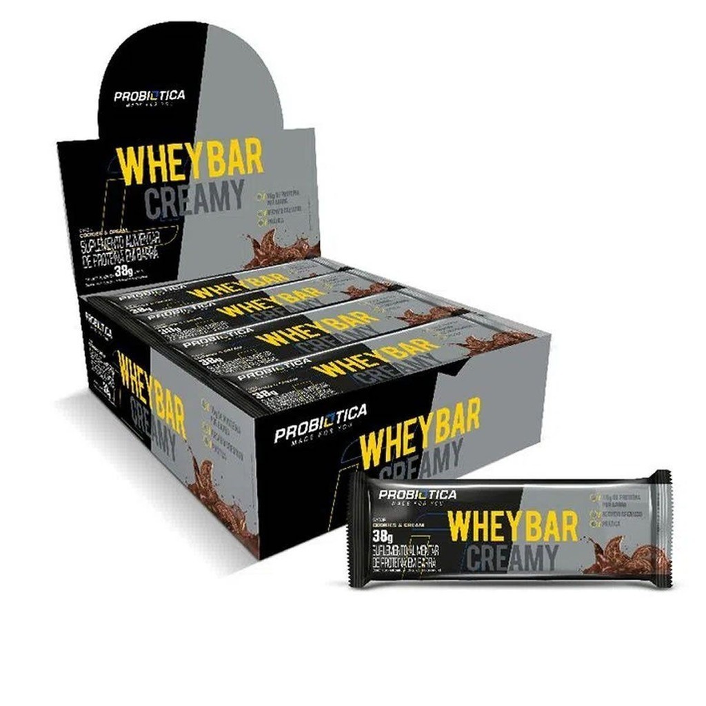 Whey Bar Creamy Sabor Cookies And Cream Display 12un - Probiótica