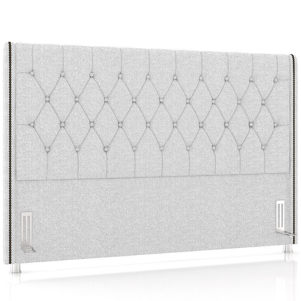 Cabeceira Cama Box Queen 160cm Estofada Frizza P05 Linho Cinza Claro - Lyam Decor - Home & Living