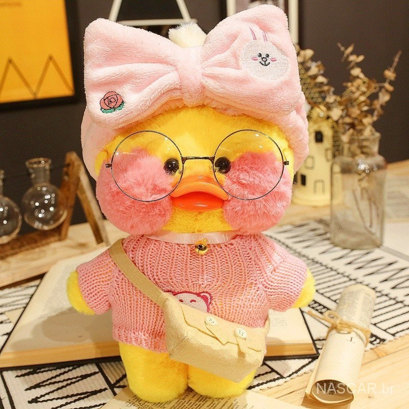 (DIY) 30cm Larafan café pelúcia amarelo pato brinquedo dos desenhos animados Kawaii animal boneca menina presente