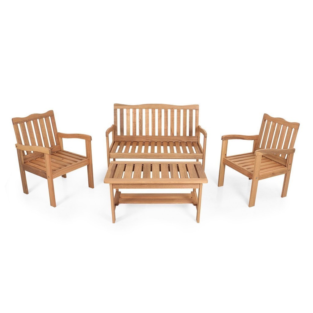 Conjunto para Jardim de Madeira Eucalipto 4 Peças sem Almofada Nature Yescasa Nature - Home & Living
