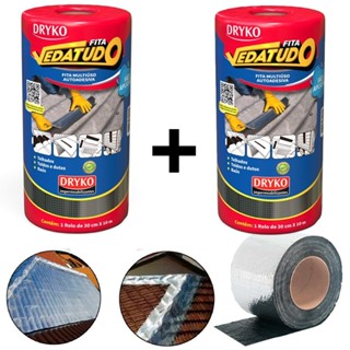 KIT 2 Fitas asfáltica auto adesiva aluminizada multiuso 30 cm x 10 m