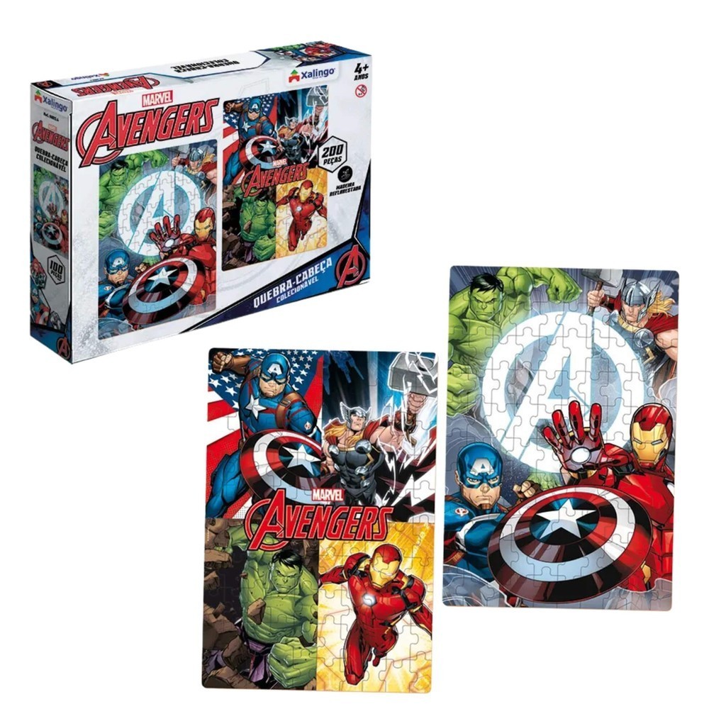 Brinquedo Infantil Quebra Cabeça 2 Cenas Avengers Vingadores 200 peças Xalingo - 68054 em Oferta na Shopee