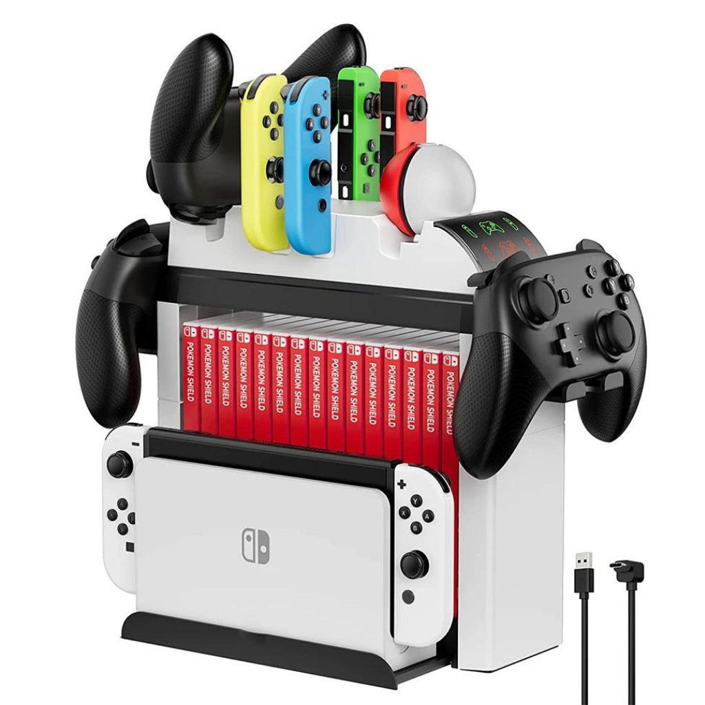 Multifuncional Carregador Joy-Con Poke Ball Suporte Controle Compatível com Nintendo Switch/Oled