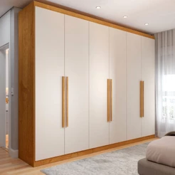 Guarda-Roupa Casal Madalena 6 Portas 4 Gavetas 100% Mdf Peroba/Off White - Panorama Móveis