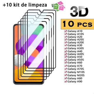 Kit 10 Película De Vidro Temperado 3D 9H Para Samsung A01 A02 A03 A10 A31 A41 A51 A71 em Oferta na Shopee