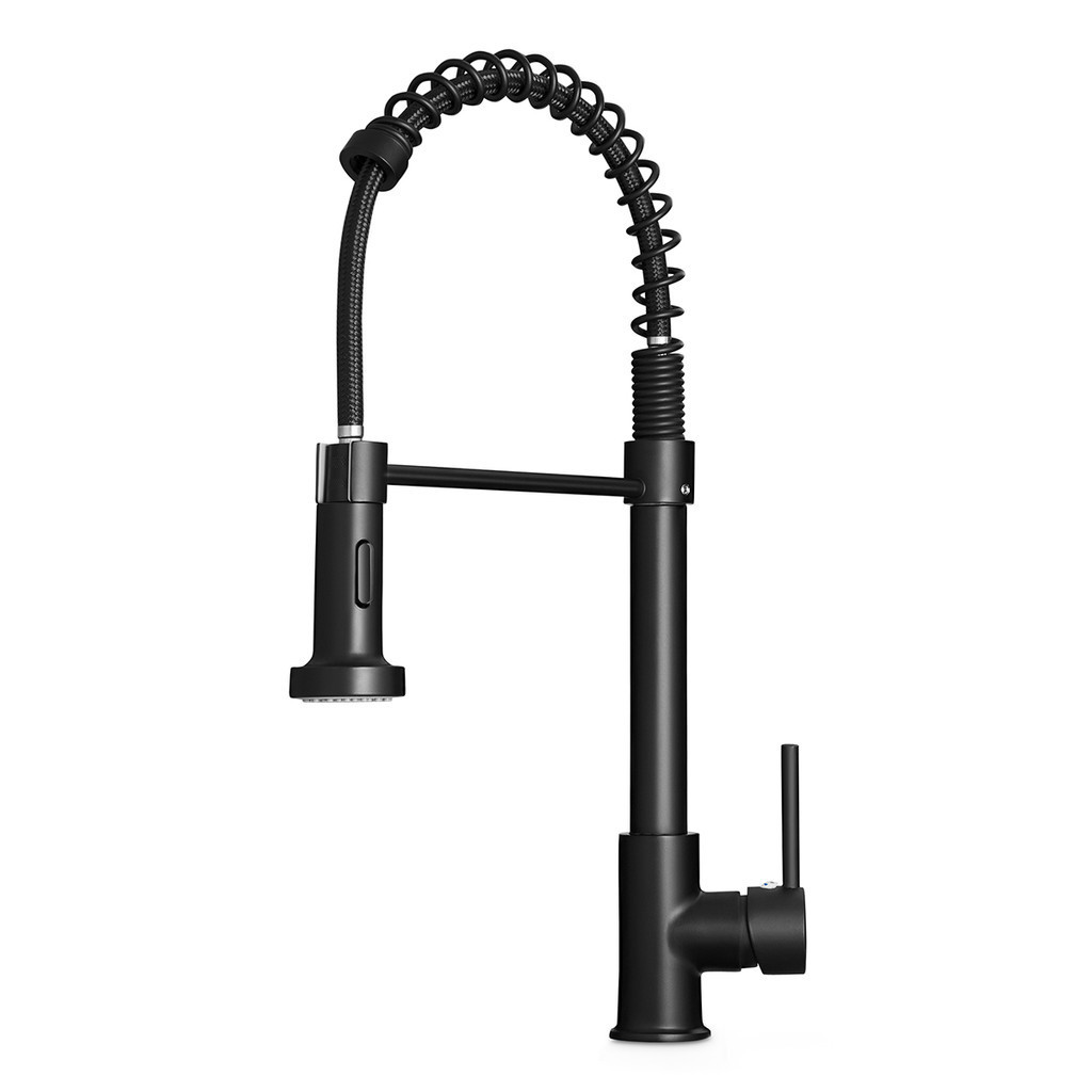 Torneira Cozinha Gourmet Misturador 50cm Ducha Spray Preto Alira Home