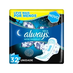 Absorvente Always Noites Tranquilas Seca com Abas 32 Unidades Leve mais Por menos