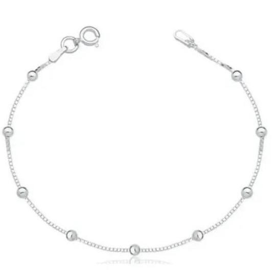 Tornozeleira prata 925 bolinha veneziana - 24cm prata original - Fashion Accessories