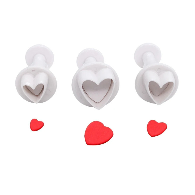 Kit Ejetor Cortador De Mini Corações P/ Pasta Americana e Biscuits