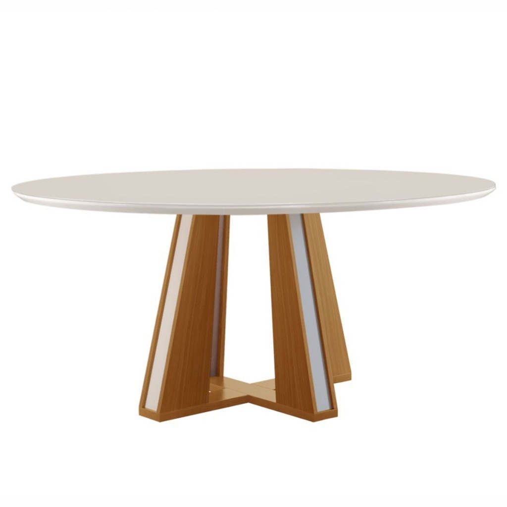 Mesa de Madeira Madri Redonda 135cm com Vidro 14933 - Home & Living