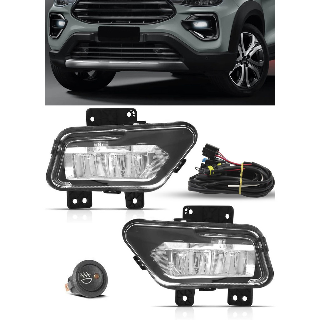 Kit Farol de Milha Neblina Fiat Pulse 2022 Em Diante Farol LED Botão Alternativo