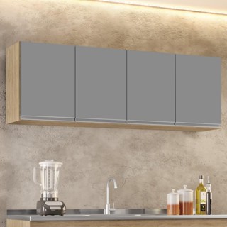 Armário Aéreo 160cm 4 Portas Nevada Castanho/Cinza - Lumil Móveis em Oferta na Shopee