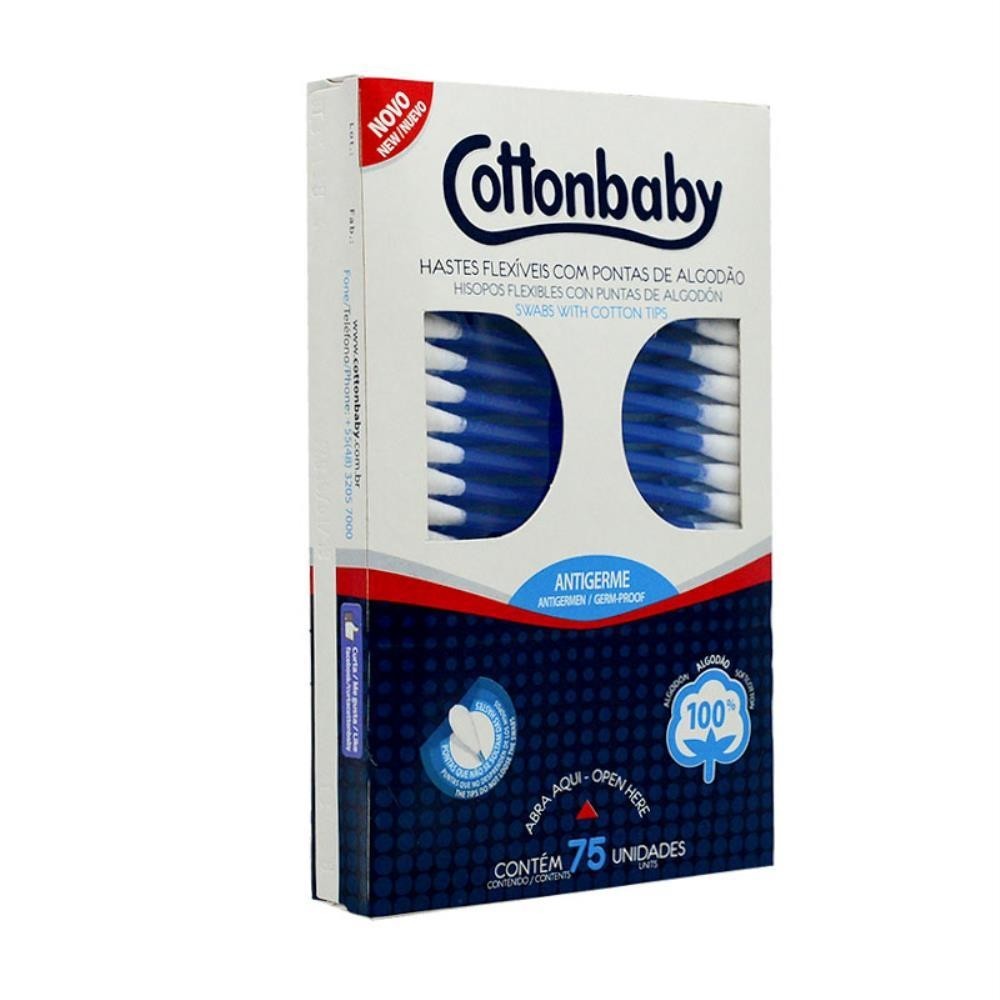 HASTES FLEXÍVEIS COTTONBABY COM 75 UNIDADES - Health