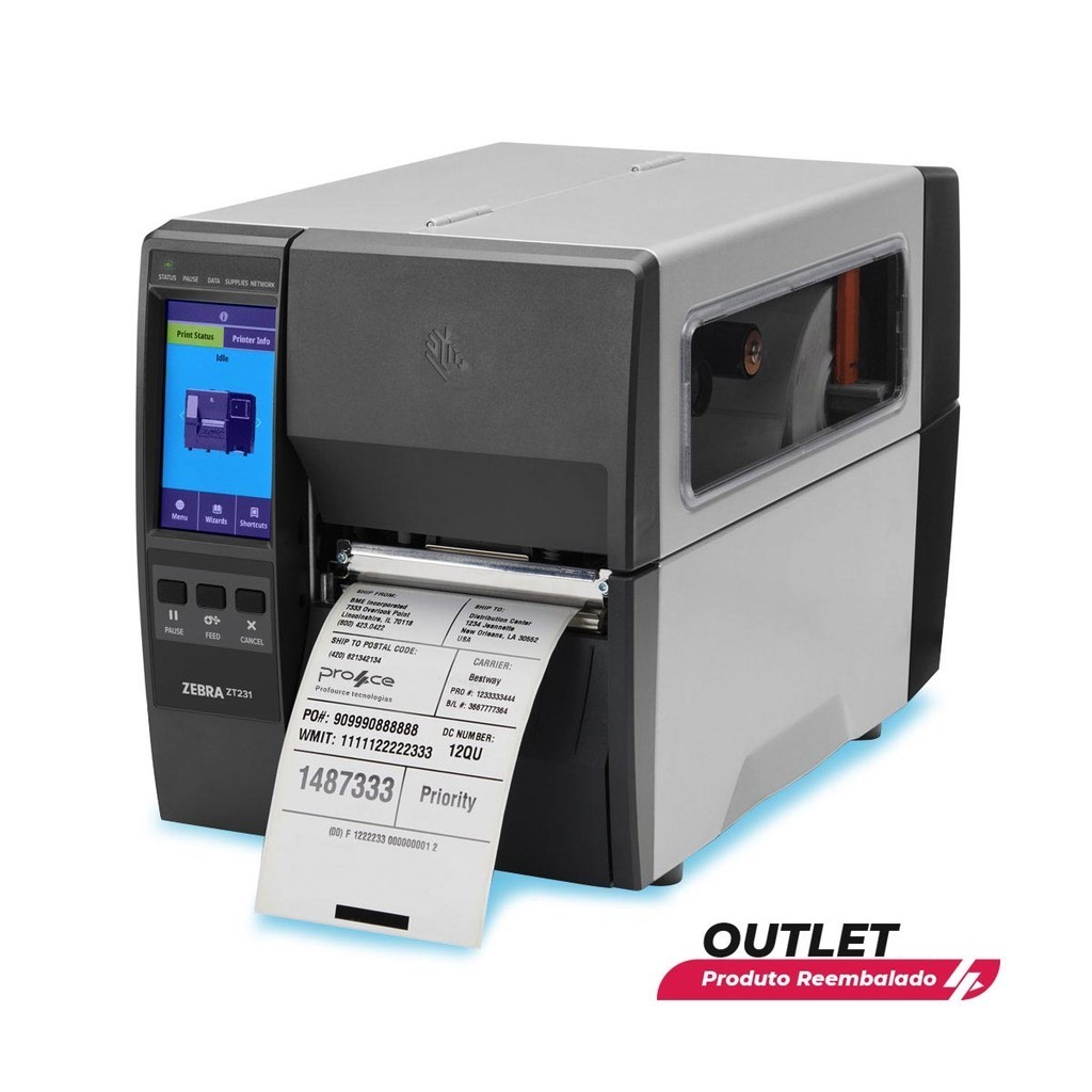 Usado: Impressora de Etiquetas Zebra ZT231 USB/Serial/Ethernet/Bluetooth