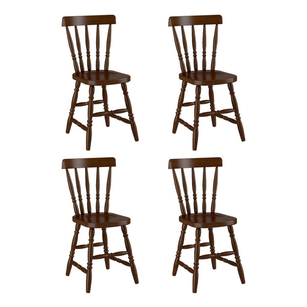 Conjunto com 4 Cadeiras de Jantar Madeira Maciça Multimóveis CR50087 - Home & Living