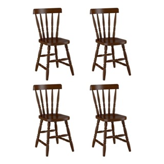 Conjunto com 4 Cadeiras de Jantar Madeira Maciça Multimóveis CR50087 em Oferta na Shopee