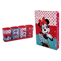 Kit Volta às Aulas Pasta Escolar e Organizador de Mesa Minnie Plasútil