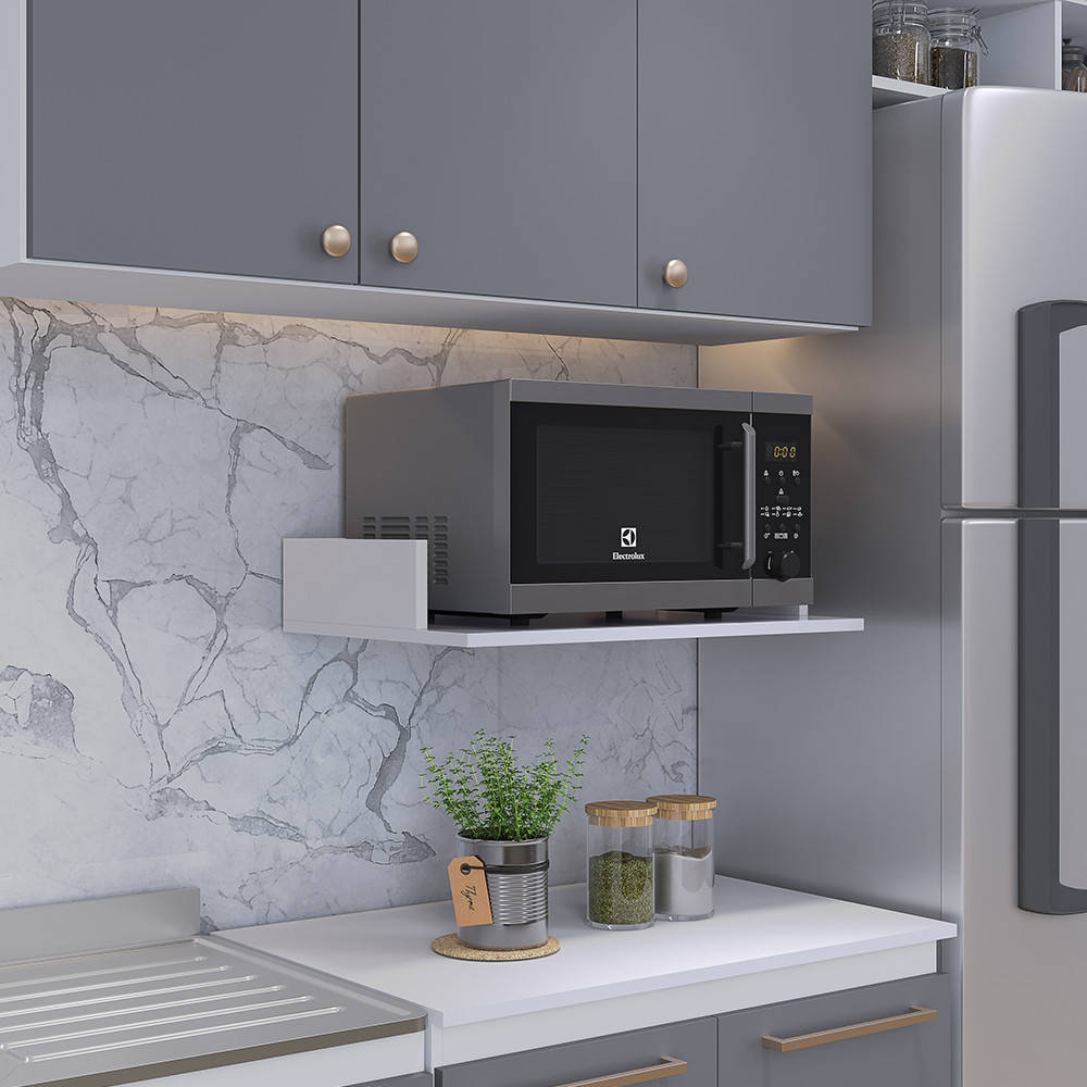 Suporte Suspenso Para Micro-ondas Forno 60x40 cm Class L03 Branco - Lyam Decor em Oferta na Shopee