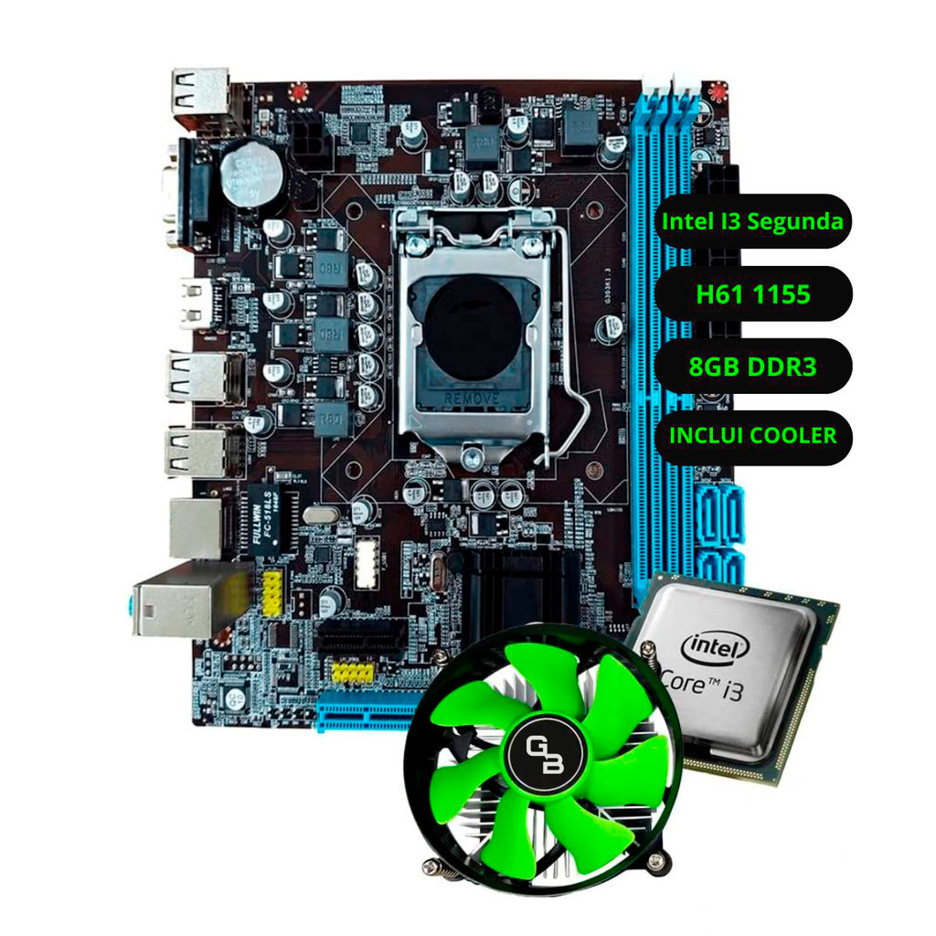 Kit Upgrade Intel I3 Segunda Placa Mãe H61 Ram 8GB DDR3