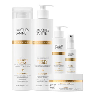 Kit Jacques Janine Power Perfect Curls Shampoo 240ml Máscara 80g Gel 120ml Spray Finalizador 60ml em Oferta na Shopee
