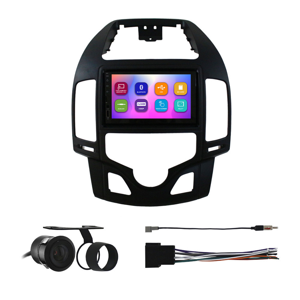 Kit Multimídia 7 Pol I-30 Digital 2008 2009 2010 2011 2012 Espelhamento Android Ios 2 Din Preto Camera Ré