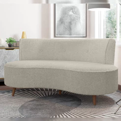 Sofá Chaise Living 2 Lugares 160cm para Sala Istambul K01 Bouclê Bege - Lyam Decor