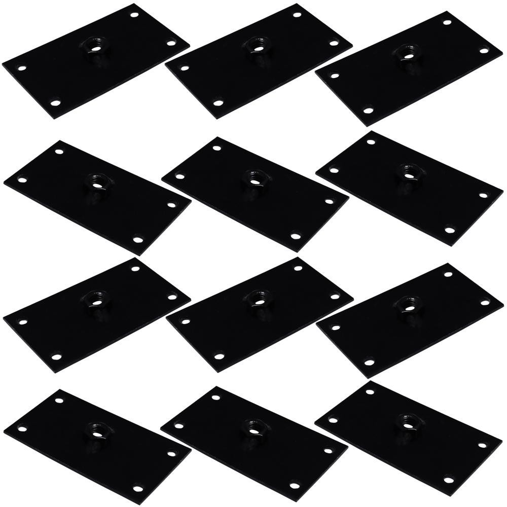 Kit 12 Chapinhas Chapa Reta Fixação Pés Palito Rosca 5/16 Preto G59