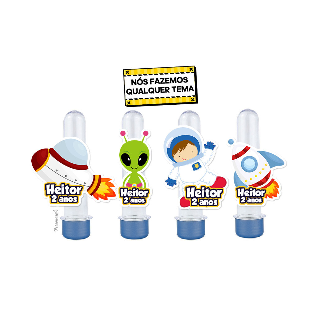 15 Apliques 3d para Tubete 13cm Aplique Tag Topper Personalizados Astronauta menino
