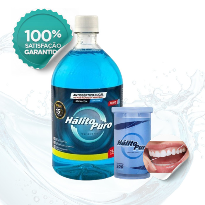 Antisséptico Bucal + Refil Dental 200m Hálito Puro Saúde Bucal limpeza dental Para banheiro