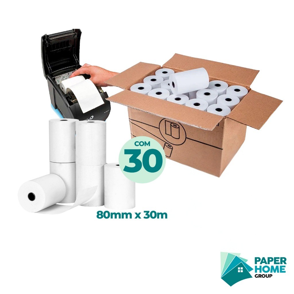 Caixa De Bobina Térmica 80mm Para Impressora Bematech Epson Daruma Elgin 30 Unidades