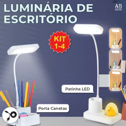 Luminária de Mesa Abajur Led Escritório Patinho Led Porta Canetas Recarregável USB Bivolt