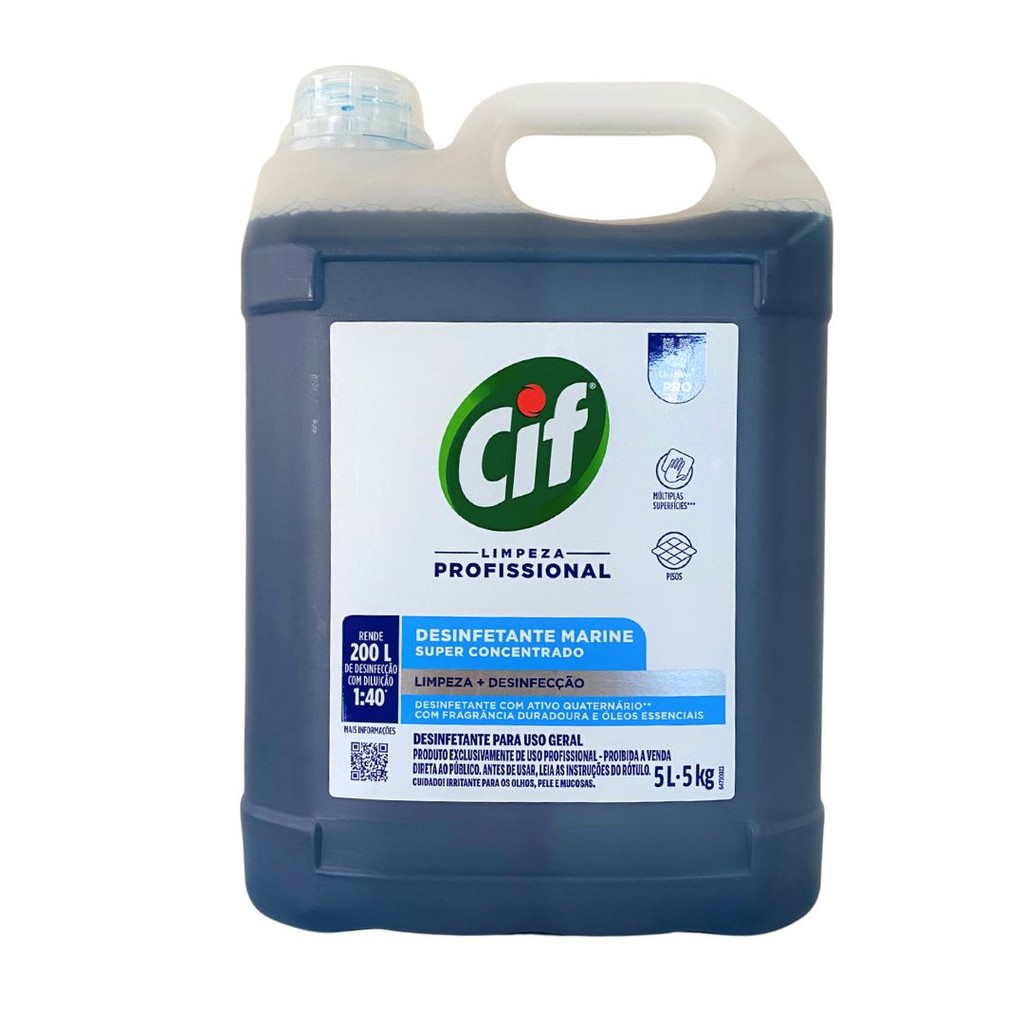 Desinfetante Concentrado Marine 5 Litros CIF Limpeza Multiuso e Profissional