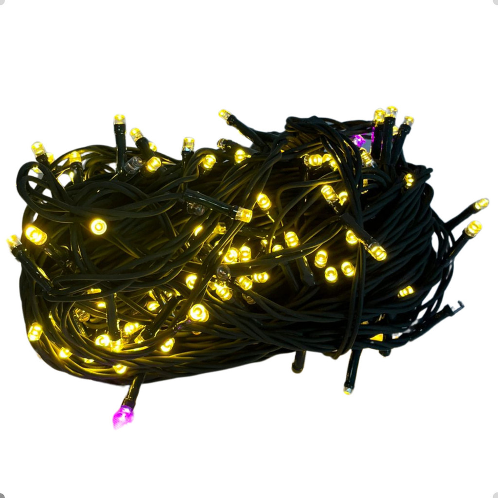 Pisca Natal Led Strobo 20 Metros 200 Leds Cordão Prova D'ág Luzes Branco Quente Strobo Roxo 220v