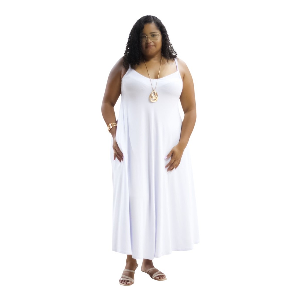 Vestido Longo Plus Size Luxo Viscolycra | Modelagem Ampla, Confortável, Elegante | Verão Casual Festa (P ao G3)