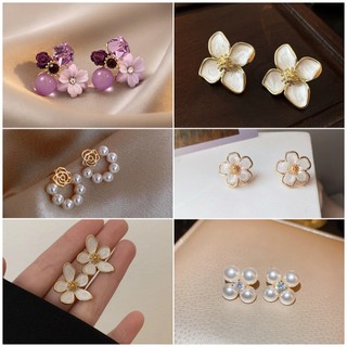 Brincos Florais De Metal Minimalistas : Design Vintage Inspirado Em Francês Com Detalhes De Pérola Para Estilo Elegante 