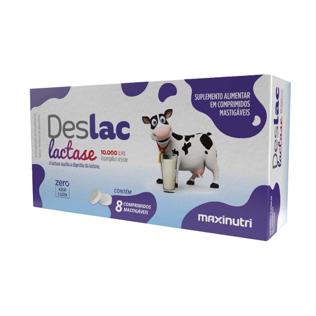 Deslac Lactase 10.000 FCC Mastigavel 8 cpr - Health