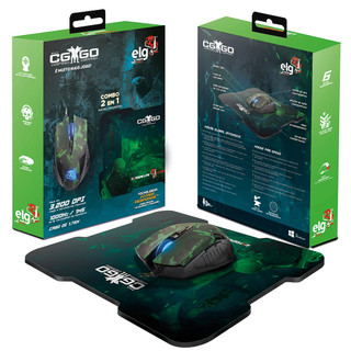 Combo Gamer ELG, CGGO21, Mouse 3200 DPI LED 6 Botões + Mousepad Speed Antiderrapante, USB, Camuflado em Oferta na Shopee